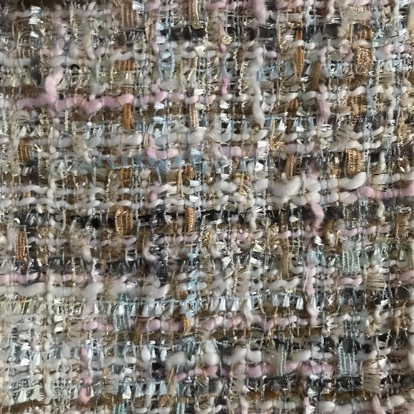 Zara Tweed Boucle Wrap Mini Skirt w Fringe and Rhinestone Jewel Flower Detail - Picture 6 of 11